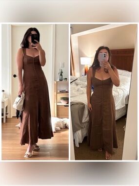 Hansen & Gretel Brightly Linen Maxi Dress Brown XS